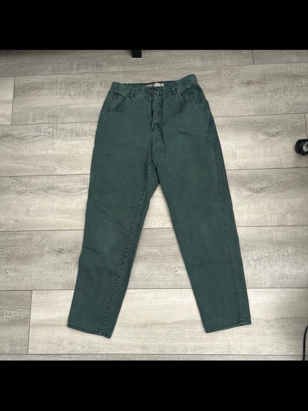 Vintage Women's Dark Green Straight Leg Jeans Size 12